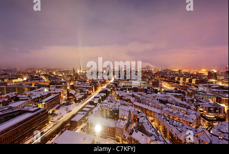 Centro citta', neve, città, panorama, Amburgo, Germania, Europa Foto Stock