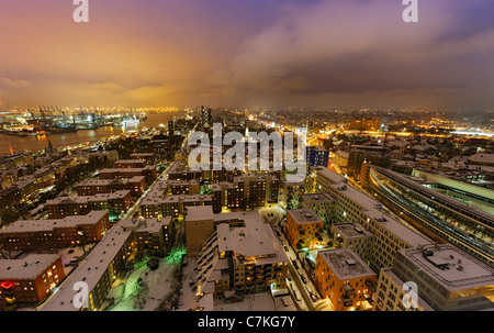 Centro citta', neve, città, panorama, Amburgo, Germania, Europa Foto Stock