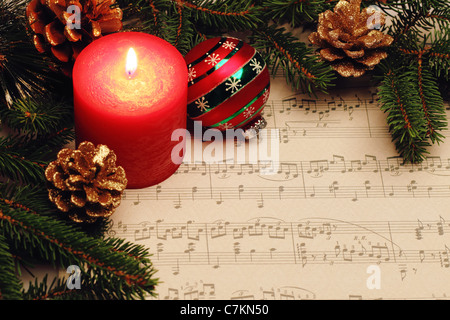 Natale ancora in vita con note musicali Foto Stock