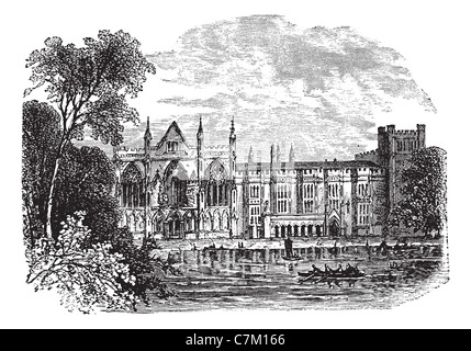 La Newstead Abbey nel Nottinghamshire, Inghilterra, Regno Unito, vintage illustrazioni incise. Trousset enciclopedia (1886 - 1891). Foto Stock