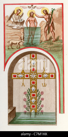 Presto il simbolismo cristiano. Illustrazione da un dipinto nel IV secolo il Battistero nel cimitero di Ponziano Foto Stock