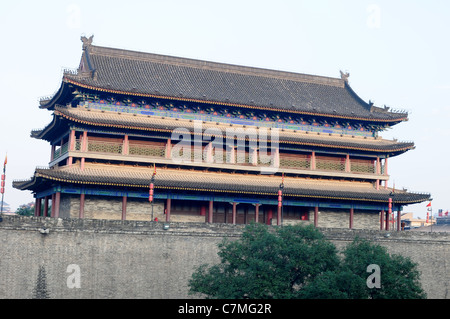 Il famoso e antico muro della città di Xian, Cina Foto Stock