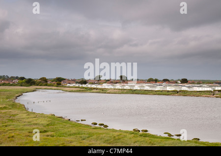 Caravan Park, Milford on Sea, Hampshire, Regno Unito Foto Stock