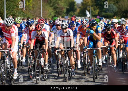 Primo piano della road racing ciclisti a UCI Road World Championships 2011 Foto Stock