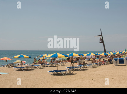 Spagna; Catalogna; COSTA BRAVA; SANTA SUSANNAH; Spiaggia & LIFEGUARD Foto Stock