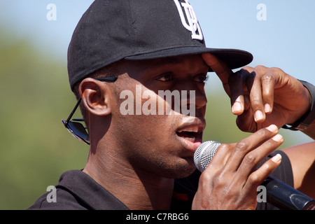 Velocista giamaicana Usain Bolt Foto Stock