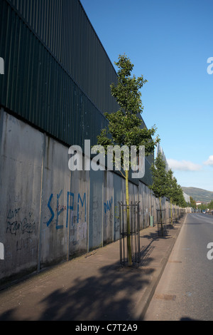 Belfasts pace parete linea, Belfast, Irlanda del Nord, Regno Unito. Foto Stock
