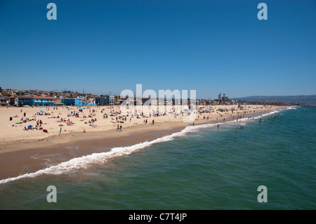 Spiaggia affollata, Hermosa Beach, Los Angeles, California, USA. Foto Stock