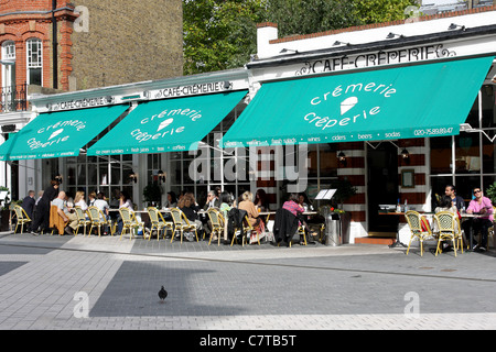 Cremerie e Creperie Cafe in Exhibition Road, South Kensington. Affettuosamente conosciuta come il Quartiere Francese a Londra. Foto Stock