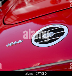 MG MGA 1600,chrome badge indicante la marca e il modello del classico British marque. Foto Stock