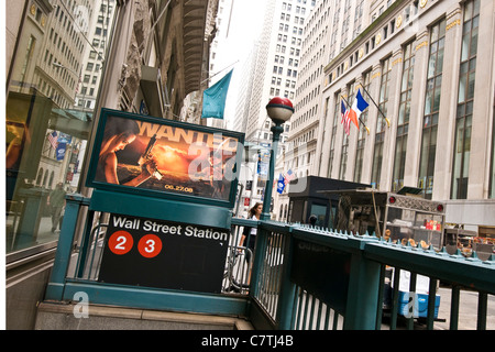 Stati Uniti d'America, New York City, Wall Street Subway ingresso Foto Stock