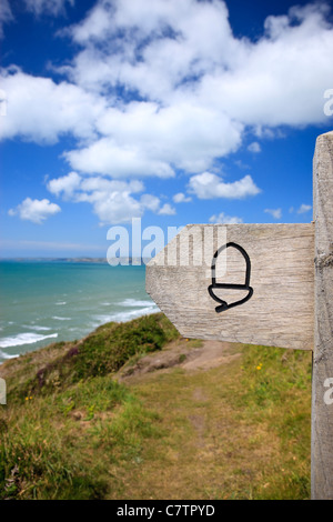 Sentiero segno St Brides Bay Pembrokeshire Wales Foto Stock