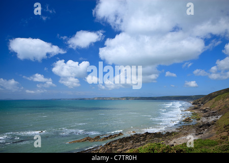 Cercando di Newgale St Brides Bay St Davids Pembrokeshire Wales Foto Stock