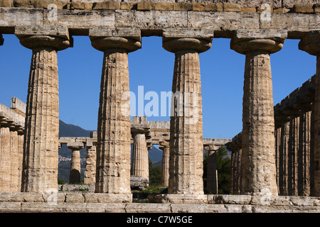 L'Italia, Campania, Paestum, il tempio di Athena Foto Stock