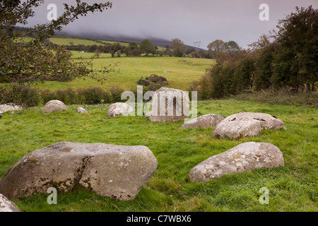 Irlanda, Co Wicklow, Hollywood, del pifferaio pietre, pre-historic stone circle Foto Stock