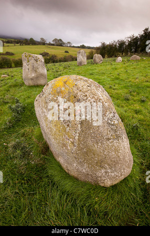 Irlanda, Co Wicklow, Hollywood, del pifferaio pietre, pre-historic stone circle Foto Stock