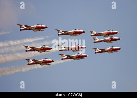 Giugno 26, 2011. San Tommaso Ontario in Canada. Le forze canadesi 431 Aria squadrone dimostrativo 'Snowbirds' eseguire ad un air show. Foto Stock