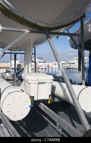 Parte di yacht a vela barca rimorchio, close-up Foto Stock