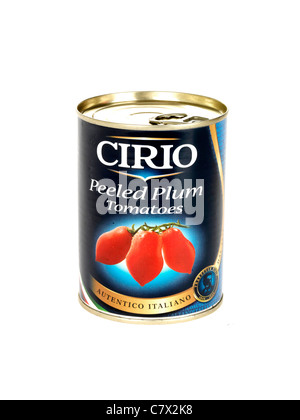 Tin cirio pelate i pomodorini Foto Stock