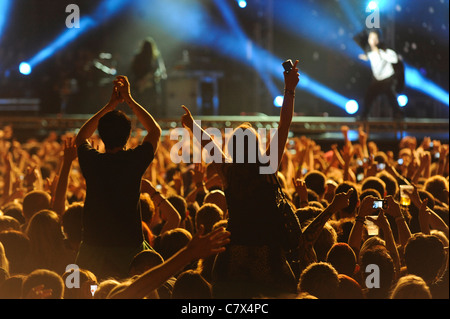 Ventole festeggiare in occasione di un festival di musica a Belfast. Foto Stock