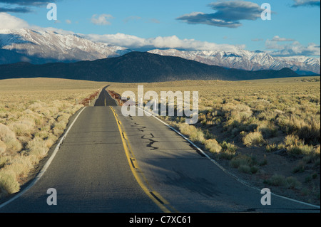 Autostrada andando a distanza tra California e Nevada, STATI UNITI D'AMERICA Foto Stock