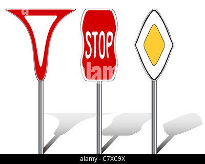 Traffico stilizzati segni contro uno sfondo bianco, astratto arte vettoriale illustrazione Foto Stock