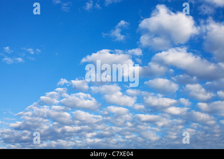 Nuvole contro un cielo blu Foto Stock