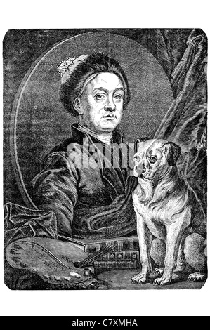 William Hogarth 1697 1764 il pittore inglese printmaker satiro pittorica critico sociale fumettista editoriale arte sequenziale Foto Stock