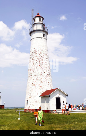 Il dipinto di bianco di Fort Gratiot Lighthouse Michigan MI Foto Stock