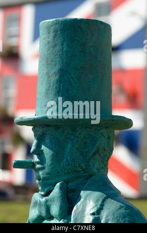 Isambard Kingdom Brunel statua da ponte Tamar Saltash Cornwall Regno Unito Foto Stock