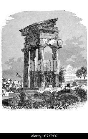 Tempio di Polluce di ricino edificio antico Foro Romano Roma Italia battaglia del Lago Regillus octostyle peripteral colonne corinzie Foto Stock