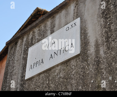 Via Appia Antica strada segno Foto Stock