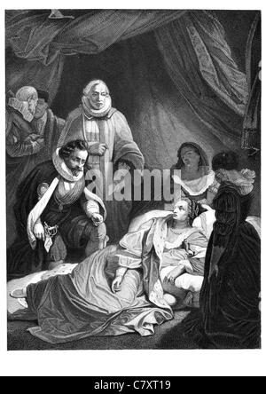 Ultima ora letto di morte Elizabeth I 1603 regnant Inghilterra la Vergine Regina Vincenzo buona Bess monarch Tudor Dinastia Regal Princess Foto Stock