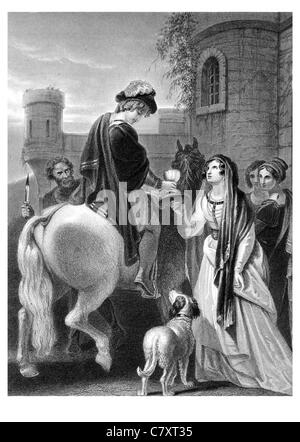 Tradimento di AElfthryth Alfrida Elfrida Elfthryth morte Edward martire re dell'inglese Corfe Castle Foto Stock