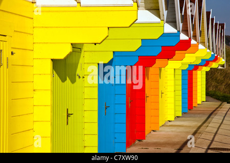 Colorfull beach capanne, North Bay Scarborough Foto Stock