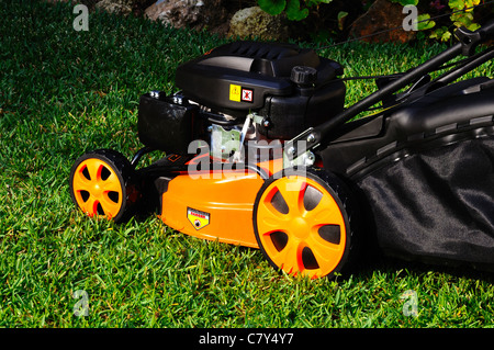 Voltor 139cc con valvola in testa 4 tempi a benzina tosaerba, Calahonda, Mijas Costa, Costa del Sol, Andalusia, Spagna, Europa occidentale. Foto Stock