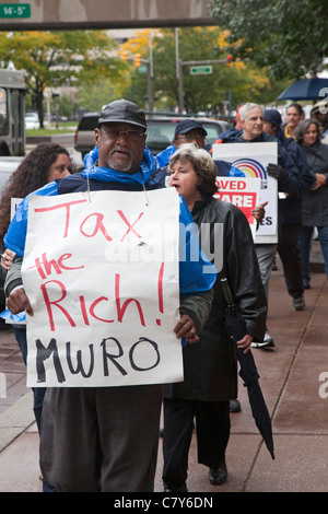 I dipendenti pubblici di protesta del Michigan tagli del benessere Foto Stock