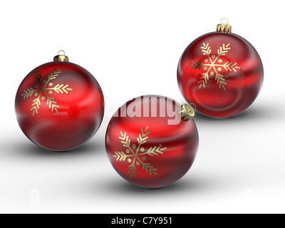 3D rendering di rosso le palle di Natale Foto Stock