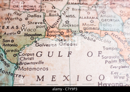 Mappa del golfo del Messico Foto Stock