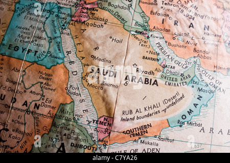 Mappa di Arabia Saudita e la regione Foto Stock