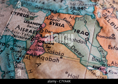 Mappa del medio oriente, Siria, Iraq Foto Stock