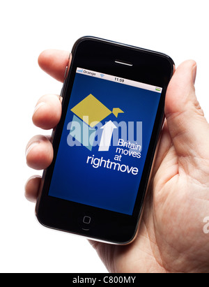 Proprietà Rightmove finder app su uno smartphone elegante telefono cellulare telefono cellulare Foto Stock