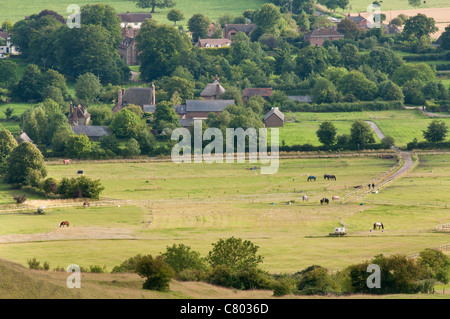 Vale of Pewsey visto dalla collina di scuotipaglia, Wiltshire, Regno Unito Foto Stock