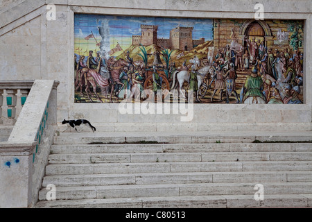 Cat a Caltagirone, Sicilia, Sicilia, Italia Foto Stock