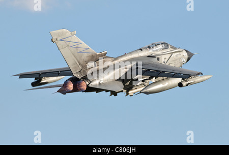 Una forza aerea italiana Panavia Tornado ECR il decollo da Decimomannu Air Base, Sardegna, Italia, durante l'esercizio 2010 Vega. Foto Stock