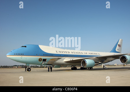 AIR FORCE ONE il Presidente Usa Barack Obama atterra a LAX LOS ANGELES CALIFORNIA USA 26 Settembre 2011 Foto Stock