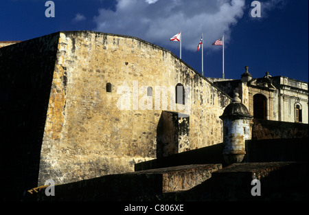 La vecchia San Juan, Puerto Rico, El Morro fortezza. Caraibi Foto Stock