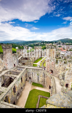 Conwy Castle a Conwy, il Galles del Nord Foto Stock