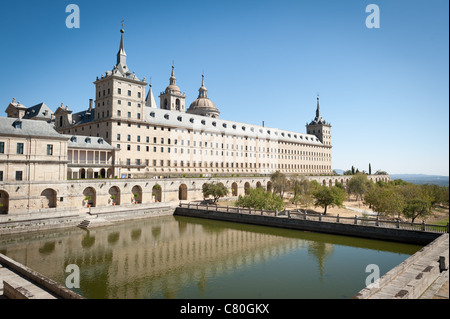 Il San Lorenzo de El Escorial palazzo dei re spagnoli, in Escorial, Spagna. Foto Stock