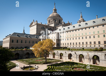 Il San Lorenzo de El Escorial palazzo dei re spagnoli, in Escorial, Spagna. Foto Stock